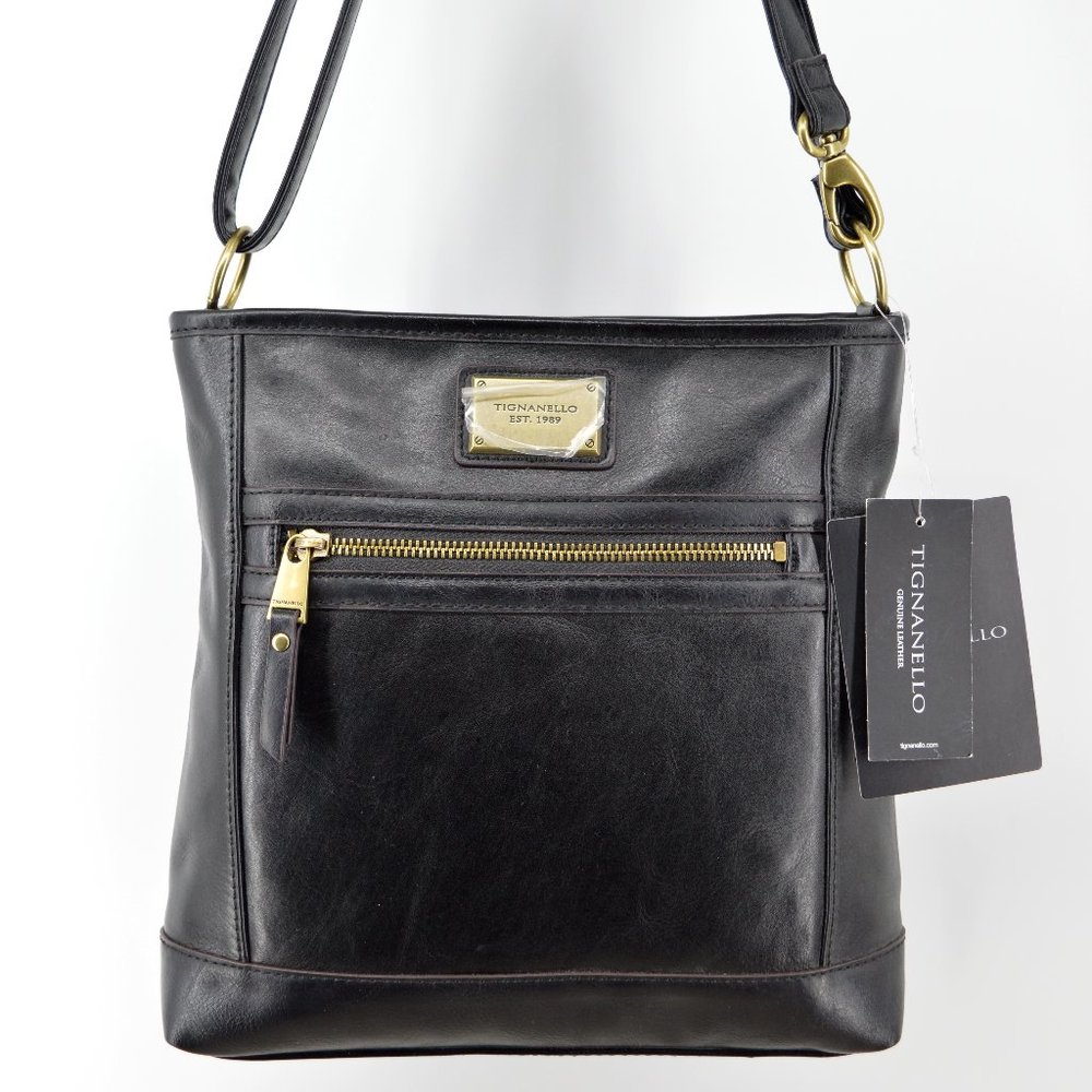 Tignanello Function Frenzy Black Leather Crossbody